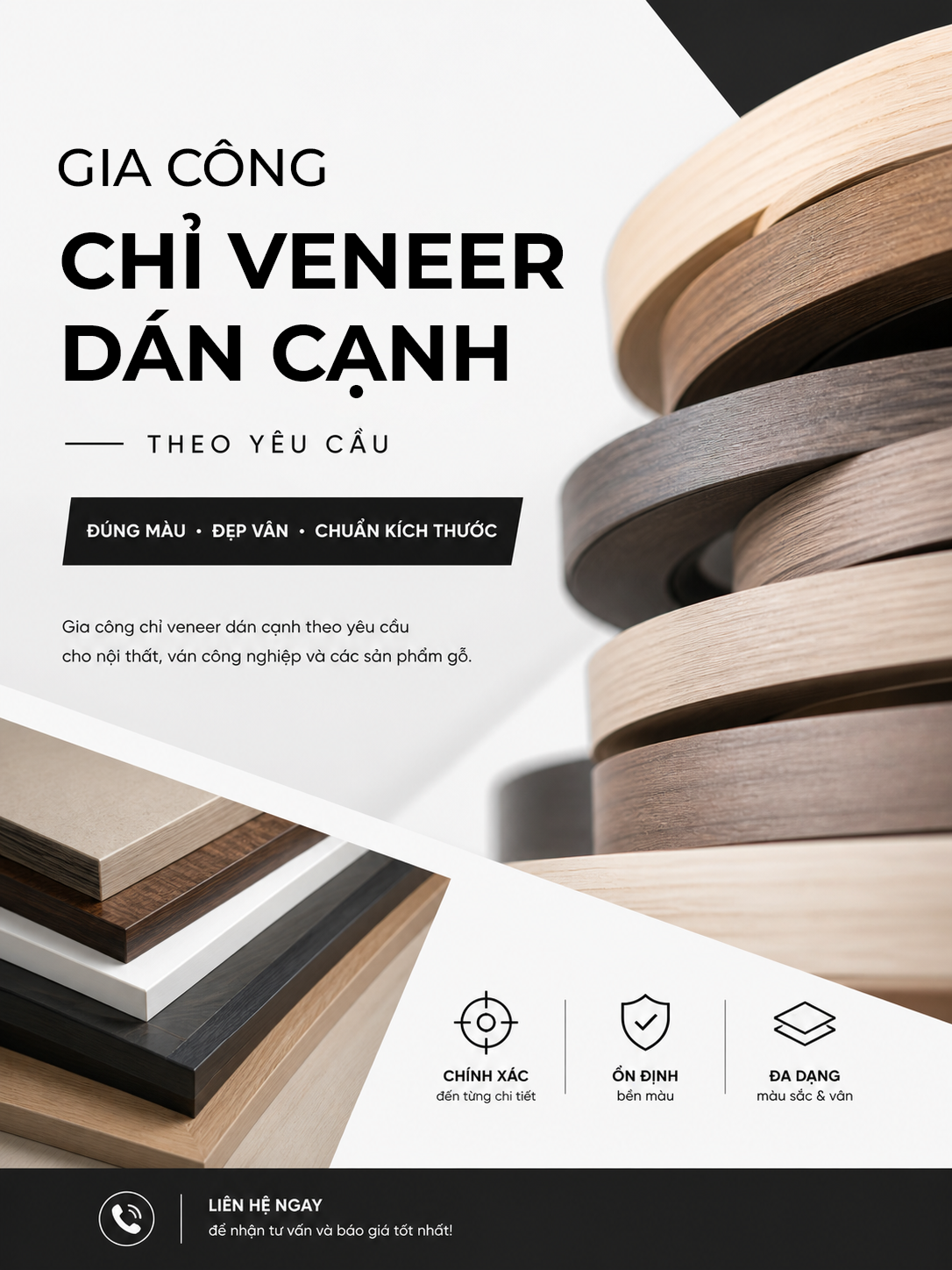 chỉ veneer dán cạnh