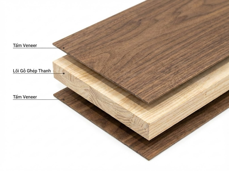 gỗ ghép thanh phủ veneer