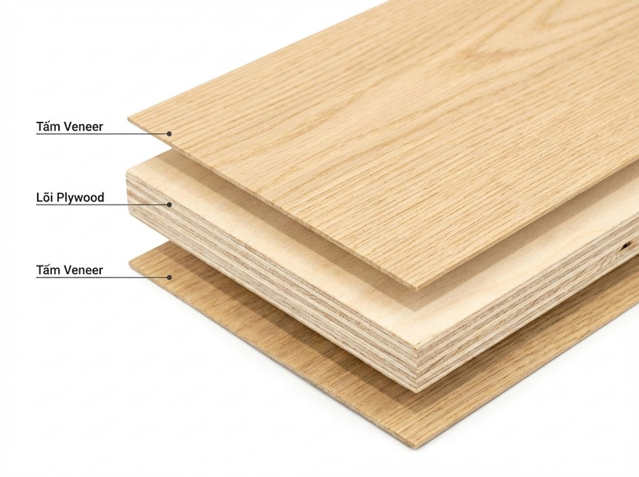 plywood phủ veneer